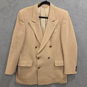 VTG Valentino Uomo Camel Hair Sports Jacket Mens 40R Double Breasted Blazer USA